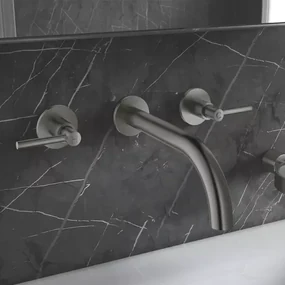 Baterie lavoar incastrata Grohe Atrio antracit periat Hard Graphite 3 elemente