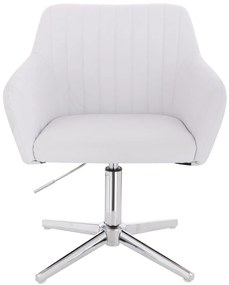 HC190CROSS Scaun Alb din Piele Ecologica cu Bază Cromata
