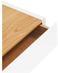 Noptieră albă suspendată cu blat cu aspect de lemn de stejar Arista – Teulat