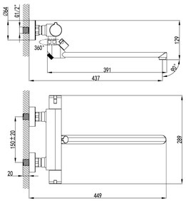 Baterie cada termostatata, set dus Lemark Yeti, crom - LM7834C-EU