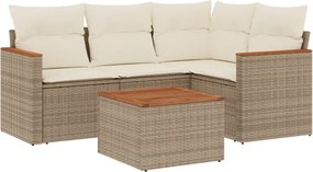 vidaXL Set canapele de grădină cu perne, 5 piese, bej, poliratan