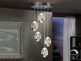 Lustra LED dimabila cu 5 pendule ROCIO crom SV-783517