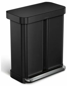 Simplehuman Coș dreptunghiular cu pedală cubuzunar pentru sac 34 + 24 l, negru