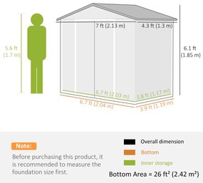 Outsunny Căsuță de Grădină pentru Unelte cu Orificii de Aerisire și Dublă Ușă Culisantă cu Blocare, 213x130x185 cm, Maro | Aosom Romania