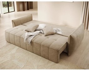 Canapea maro deschis extensibilă/cu spațiu de depozitare cu tapițerie din catifea 242 cm Weltton – ELTAP