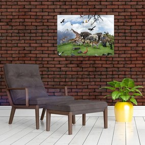 Tablou - Animale pe insulă (70x50 cm)