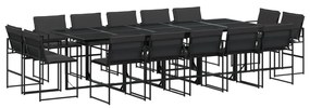 3295081 vidaXL Set mobilier de grădină, 15 piese, cu perne, negru, textilenă