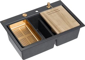 Statie de lucru incastrata Quadron Unique Marc 120 negru diamant - cupru 76x50 cm