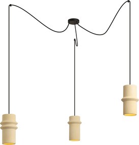 Lampă suspendată retro bej cu 3 lumini - Monti