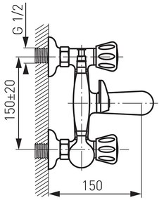 Baterie cada - dus, Ferro, Standard, cu set de dus, crom