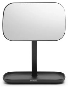 Oglindă cu suport pentru accesorii Brabantia ReNew 1004184, 28.3x20x12.6 cm, Bază antiderapantă, reglabilă la 360°, Gri închis