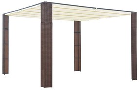 Pavilion cu acoperis, maro si crem, 300x300x200 cm, poliratan maro si crem, 300 x 300 x 200 cm