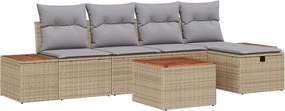 vidaXL Set de canapele pentru grădină cu pernă 6 pcs Bej Rattan poli