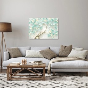 Tablou pe sticlă - Copac auriu înflorit (70x50 cm)