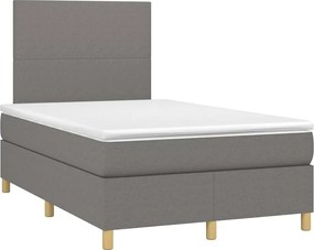 vidaXL Pat box spring cu saltea, gri închis, 120x190 cm, textil