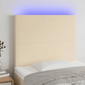 3122131 vidaXL Tăblie de pat cu LED, crem, 90x5x118/128 cm, textil
