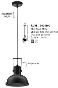 Lustra/Pendul metalic design retro RUVI negru