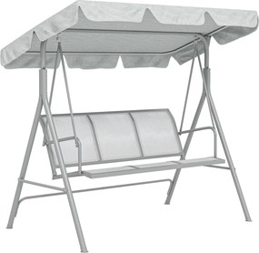 Balansoar de grădină 3 locuri Hollywoodschaukel cu acoperiș din metal gri+argintiu 170 x 110 x 153 cm | Aosom Romania
