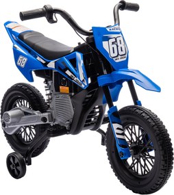 AIYAPLAY Motocicletă Electrică pentru Copii cu Roți Detașabile, Suspensii, Sunete și Indicator de Încărcare, Albastru | Aosom Romania