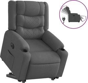 vidaXL Fotoliu electric rabatabil cu ridicare, gri închis, textil