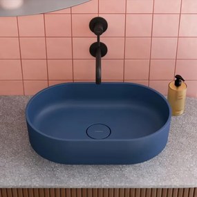OMNIRES OVOUNMB - Lavoar pe blat OVO 55x36 cm dolomit albastru mat