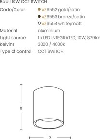 Spot aplicat bronz LED BABIL 10W CCT