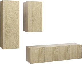 vidaXL Set dulapuri TV, 4 piese, stejar sonoma, lemn prelucrat