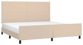 Cadru de pat cu tablie, cappuccino, 200x200 cm, piele ecologica Cappuccino, 200 x 200 cm, Design simplu