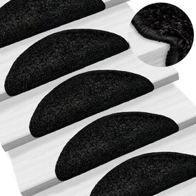 Covorașe pentru trepte scară, 15 buc., negru, 56x17x3 cm