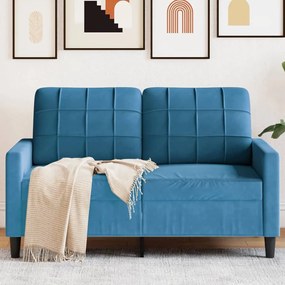 vidaXL Canapea cu 2 locuri, albastru, 120 cm, catifea