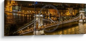Tablou orașului nocturn (cu ceas) (90x30 cm)