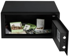 Seif electronic Adler AD 1045, 200x420x370 mm, 14 l, Blocare după 4 încercări greșite, Avertizare baterie descărcată, Negru