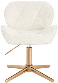HR111CROSS Scaun Crem Boucle cu Bază Aurie