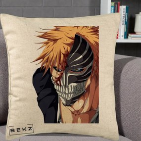 Perna Personalizata Bleach Ichigo Masca Hollow, 40x40 cm, Bej, Husa Detasabila, Perna Inclusa, BEKZ®