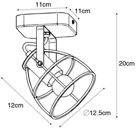 Spot industrial gri închis cu lemn reglabil - Arthur