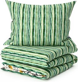 Set lenjerie de pat din polibumbac TREEVELLA POLY verde + husa de perna 45 x 45 cm GRATUIT