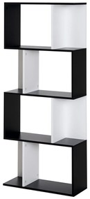 HOMCOM Bibliotecă Rafturi Mobilier Depozitare Design Contemporan în S 4 rafturi 60L x 24l x 148H cm Negru Alb | Aosom Romania