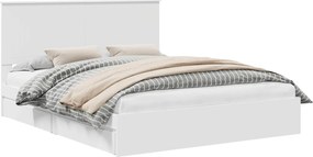 vidaXL Pat cu storage cu headboard Alb 160 x 200 cm Lemn compozit