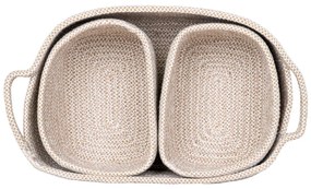 Coșuri Teixo, bumbac, bej, 3 bucăți