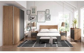 Pat dublu negru cu spațiu de depozitare și somieră 160x200 cm Malta - Marckeric