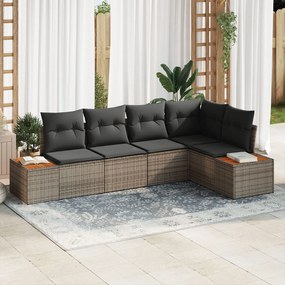 vidaXL Set de Canapea de Grădină 5 Piese cu Perne Gri din Poliratan Acacia