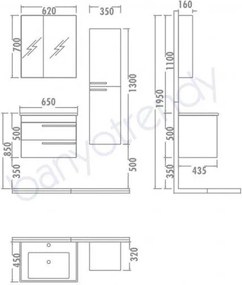 Set Mobilier Baie cu Lavoar (fara dulap) - Dokker 65