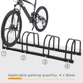 HOMCOM Suport de parcare pentru 4 biciclete din otel, 110x33x27 cm, negru | Aosom Romania