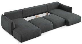 Colțar gri închis extensibil cu tapițerie din chenille (în formă de "U") Leila – Makamii
