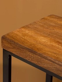 Consolă din lemn de mango, cu blat maro antichizat și picioare din metal negru, finisaj satinat, 180.5×40×98.5 cm, „Kirt"