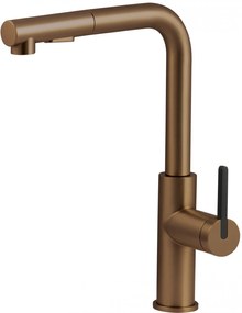 Baterie pentru chiuveta bucatarie, maro, cap mixer, 2 tipuri de jet, dus extractabil, Deante Momi Maro