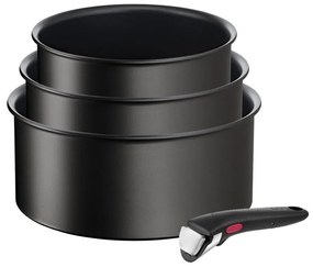 Oale cu suprafață antiaderentă/cu mâner reglabil 3 buc. din aluminiu adecvate pentru plita cu inducție INGENO Eco Resist L3979202 – Tefal