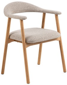MAZZONI EXPORT ADELE Bej Latte (țesătură Monza 60)/cadru Stejar Natural - SCAUN DIN LEMN BOUCLÉ PENTRU SALON SUFRAGERIE BUCĂTĂRIE RETRO