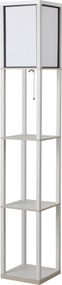 HOMCOM Lampă de Podea 40W cu 3 Rafturi Integrate și Comutator de Picior, Lampă Modernă din MDF și Acrilic, 26x26x160 cm, Alb | Aosom Romania