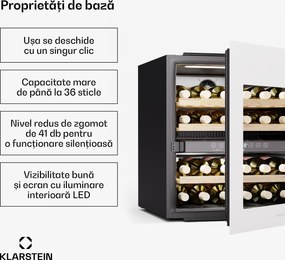 Klarstein Frigider pentru vinuri Rhone 36 Duo, 36 sticle, Control LED, push-to-open, silențios